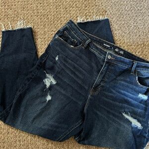 Old Navy Women's Dark Blue Distressed Skinny Jeans